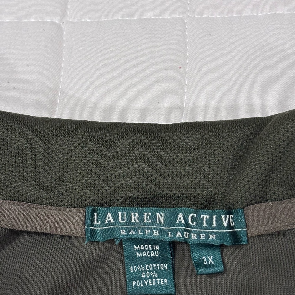 Lauren Active Ralph Lauren Olive Green Full Zip Track Jacket Bomber 3X Crest - Picture 8 of 12